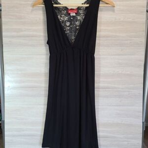 Panhandle Slim Black Lace Back Dress M NWT Western Sleeveless V Neck Flowy